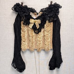 NWT Lacemade Collection Phantom Canary Black & Gold Corset Top Size M